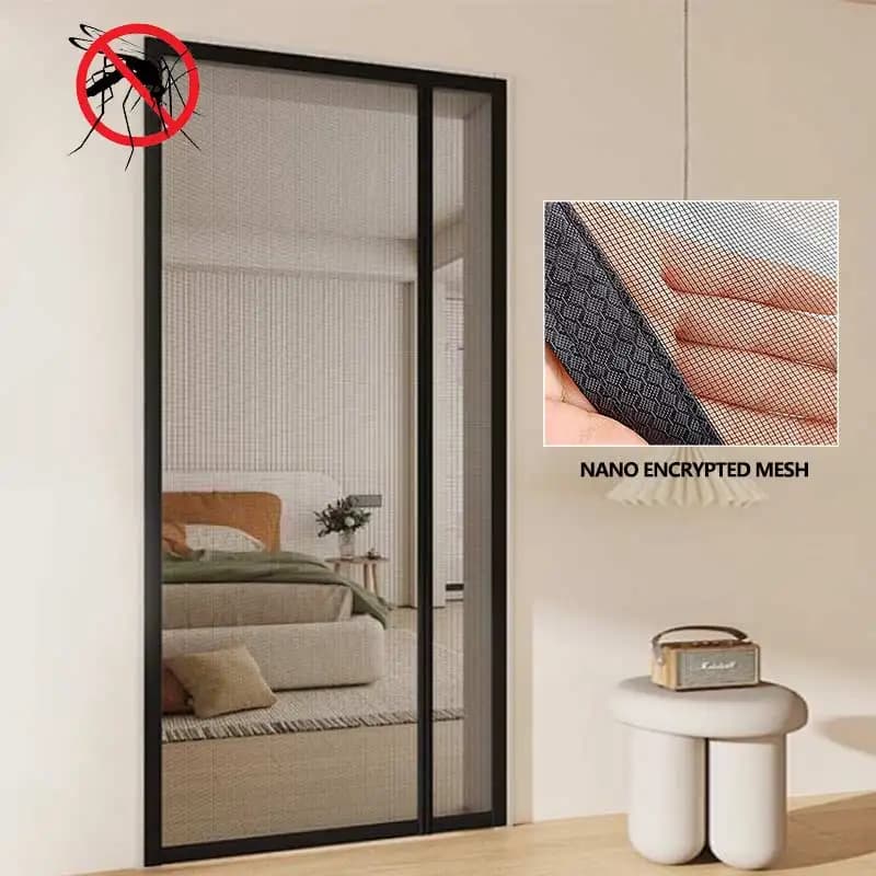 Side opening magnetic suction encrypted mesh mosquito and insect proof door curtain, home non perforated partition curtain