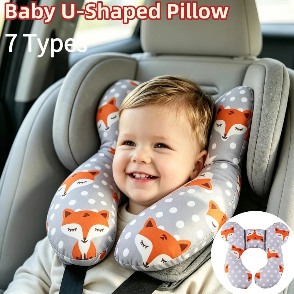 1Pcs Baby U Shaped Travel Neck Pillow Cartoon Stroller Pillow Head Support Cushion Kids Sleep Pillow For Car Seat Stroller
