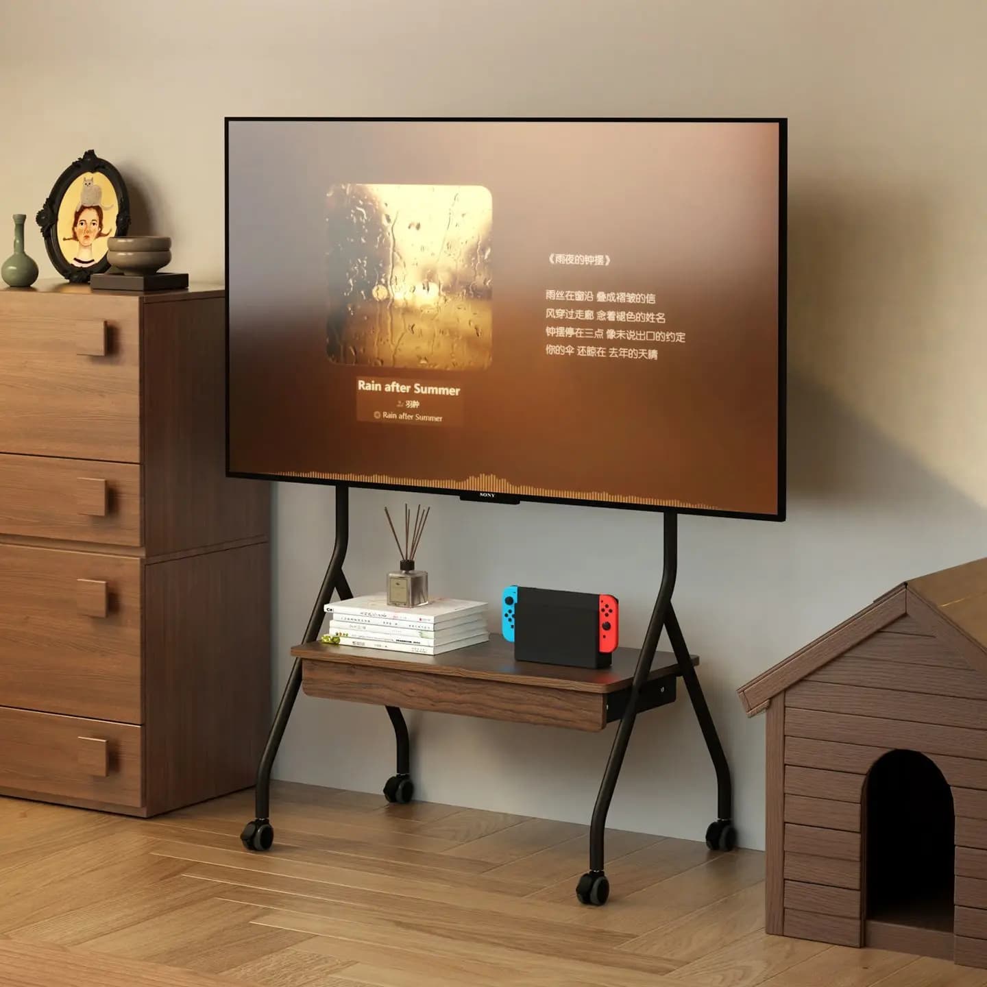 Mobile TV Rack With Drawer TV Cabinet Self-broadcast Monitor Rack Metal TV Rack TV Stand