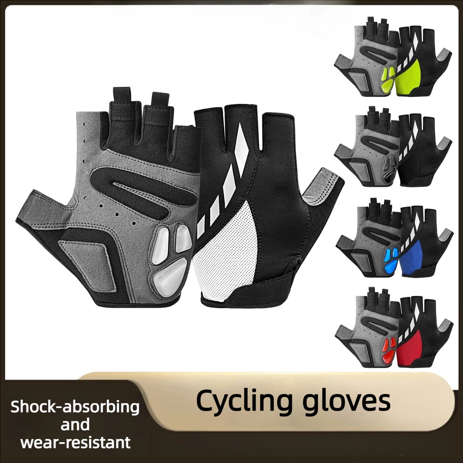 Guanti da ciclismo estivi traspiranti antiscivolo con assorbimento degli urti, mezze dita, per sport all'aperto, allenamento, bicicletta, bici da strada, moto