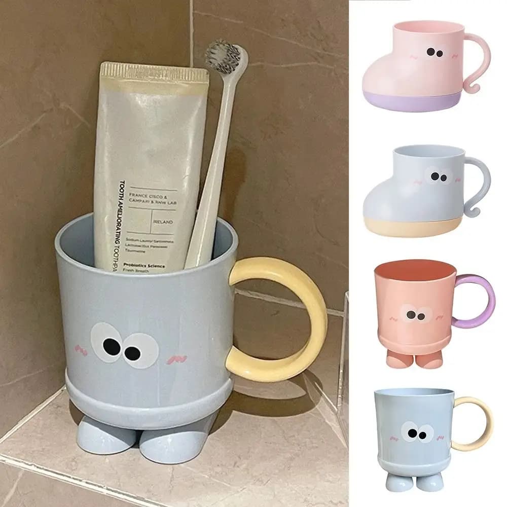 Tazza per collutorio in plastica creativa Espressione degli occhi grandi Lavaggio Tazza per spazzolino Porta spazzolino Adulti Bambini