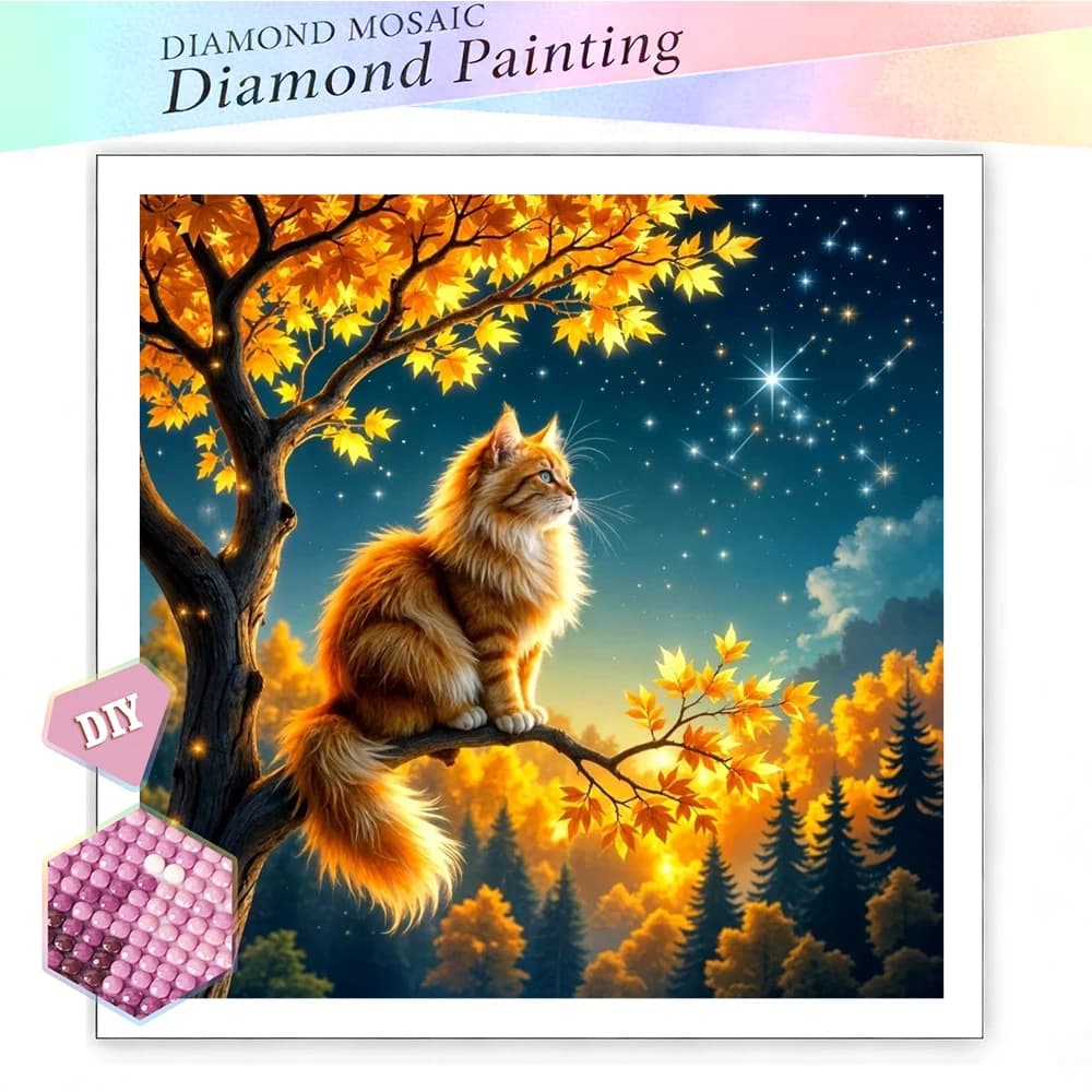EverShine Kit Pittura Diamante Fai da Te Gatto Animale 5D Full Drill Mosaico Ricamo Albero Gattino Artigianato e Forniture Artistiche Decorazione Casa