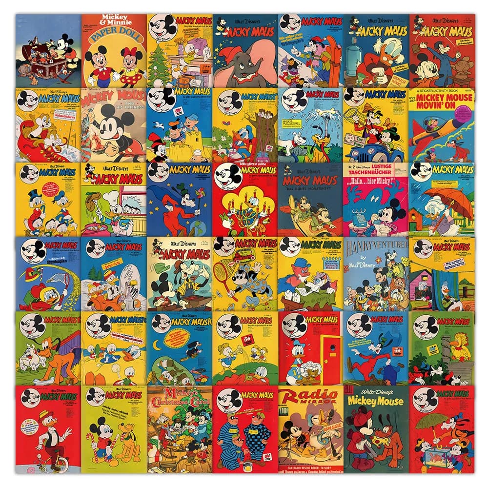 50 Pieces Disney Retro Poster Stickers - Decorative Decals for Laptops, Notebooks & Room Wall Decor