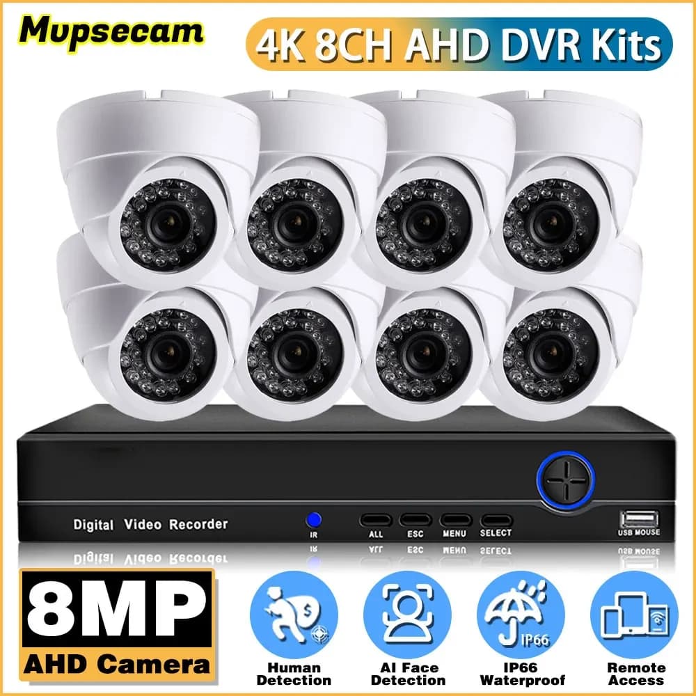 CCTV System H.265 4K 8 MP Indoor Audio IP Camera NVR 8CH Video Security Camera System Optional 2 TB HDD Surveillance Kit