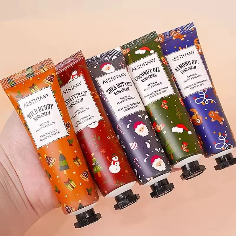 Set of 5 Creams Christmas Hands AESTHTANY, Hydrating and Repairer for Dry and Screpolated Hands, Gift Kit for Winter Skin Care