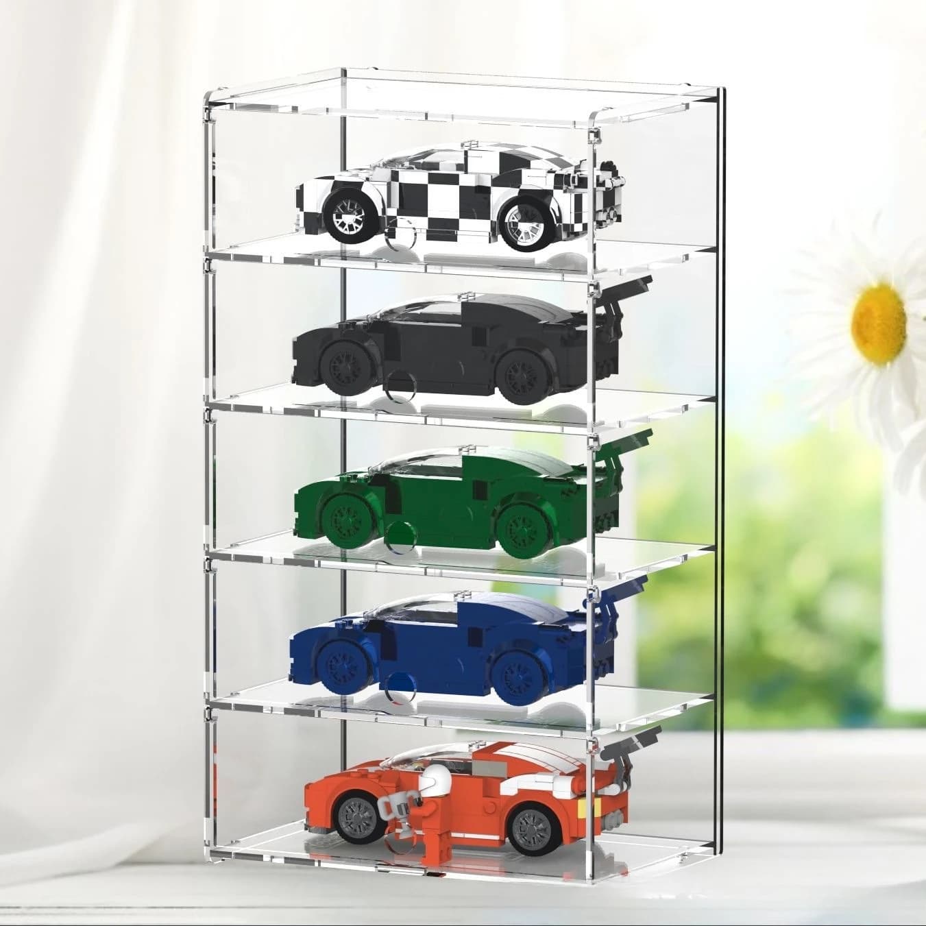 Vetrina Espositiva Multistrato in Acrilico Trasparente, Scatola per Modellini di Auto, Statuette e Oggetti da Collezione
