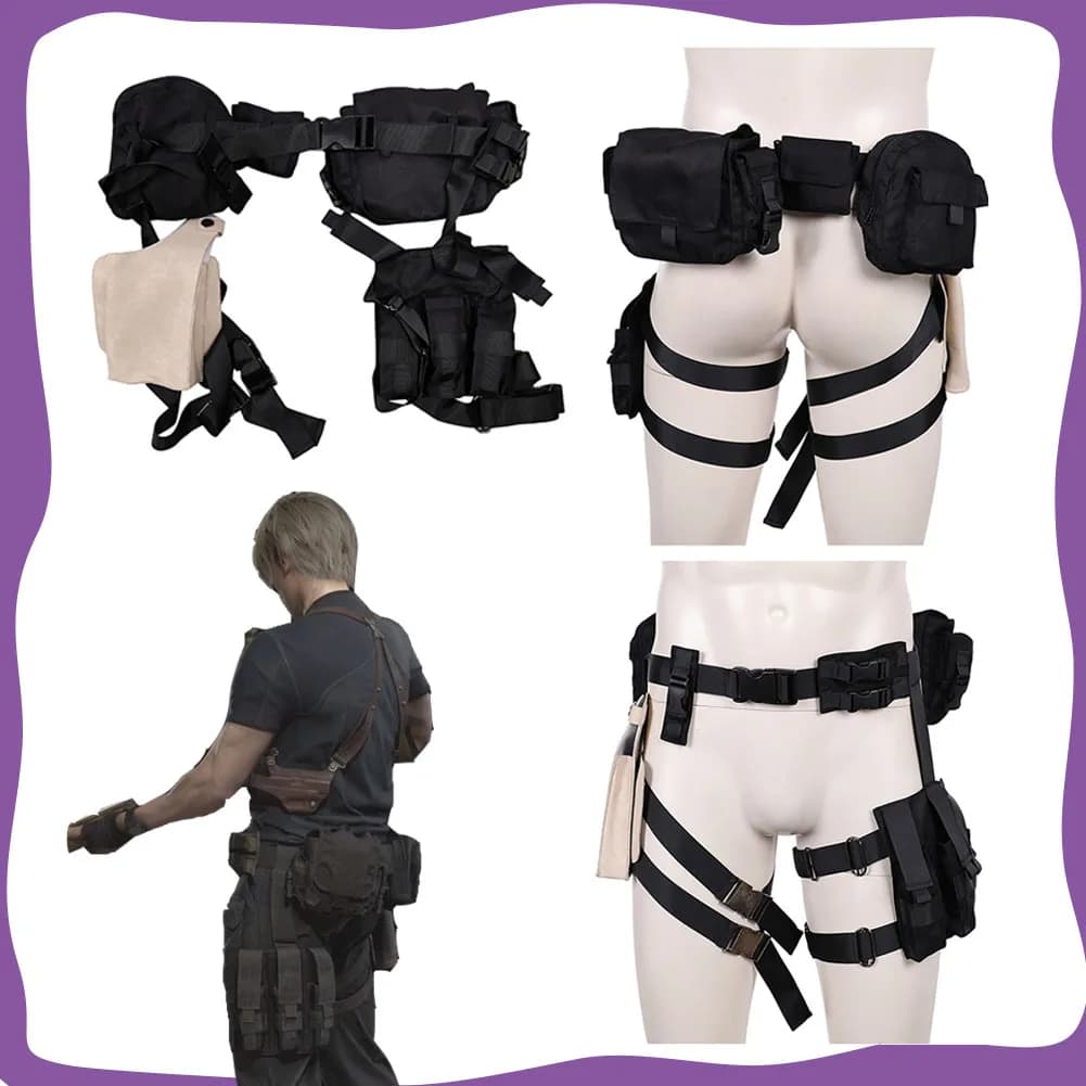 Game Evils Leon Scott Kennedy Cosplay Belt Gunbag Men's Costume Accessories Fantasy Puntelli for Role Games Halloween Carnival Dress