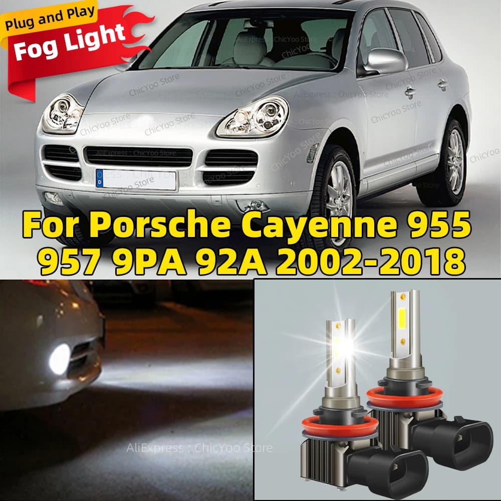 2 pezzi LED fendinebbia lampadine senza ventola 15000LM 6000K fendinebbia per Porsche Cayenne 955 957 9PA 92A 2002 2003 2004 2005 2006 2007-2018