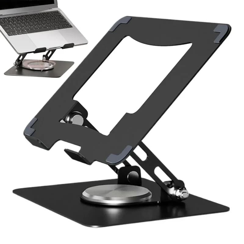 LUSQI 360 ° Supporto girevole per laptop Base in acciaio con regolazione dell'altezza a doppio asse compatibile con laptop e tablet da 14-17,3 pollici