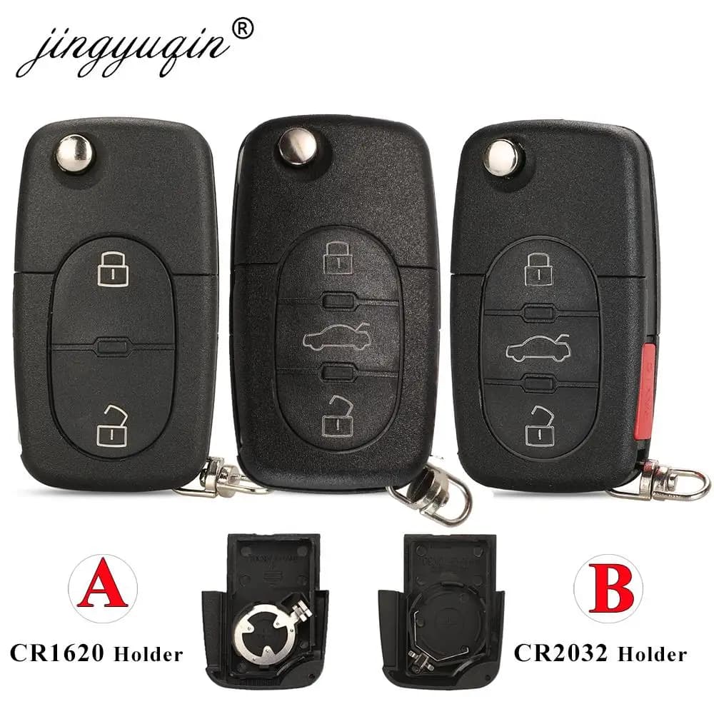 jingyuqin 2/3/4BTN Car Remote Key Shell Fob For Volkswagen VW MK4 B5 B6 Bora Passat Golf Audi Flip Key Case Fit CR1616/CR2032