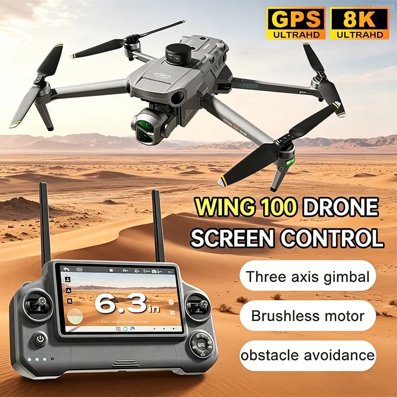Nuovo Drone GPS 2026 con Fotocamera 8K, Gimbal a Tre Assi, Schermo Integrato, Motori Brushless, Evitamento Ostacoli, Quadricottero Pieghevole, Giocattolo RC