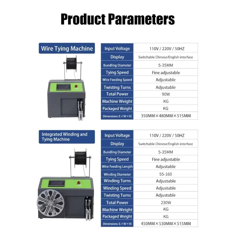 Multi Function Wire Bundling Machine Power Cord Winder Tie Machine Semi Tabletop Automatic Cable Winder Tie