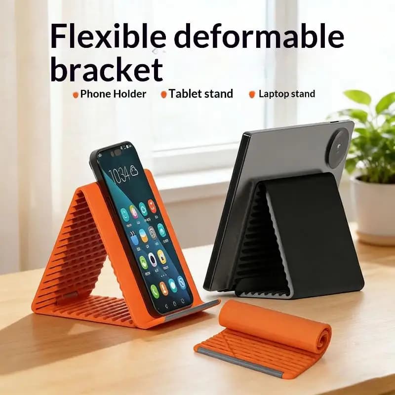 【C】Flexible Phone Stand Foldable Silicone Desktop Tablet Laptop Stand Portable Adjustable Holder For Travel Office Bed