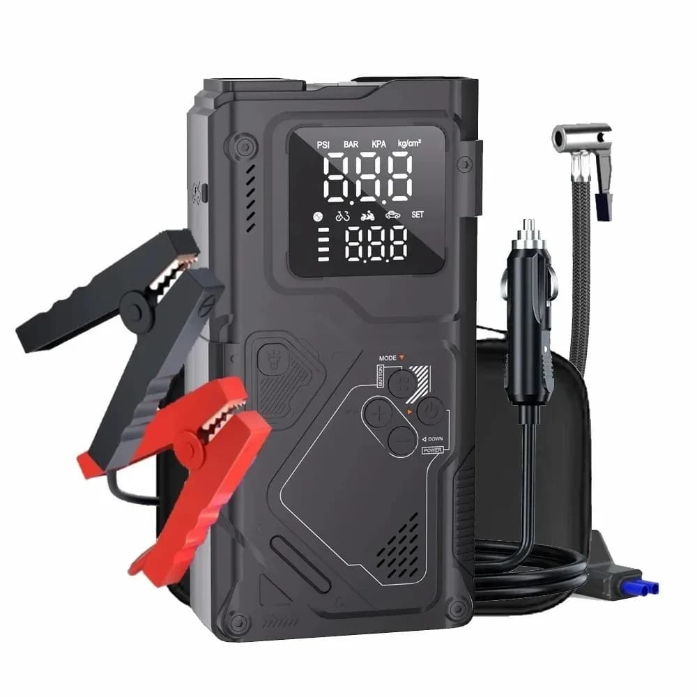 Avviatore di Emergenza Multifunzione con Compressore d'Aria, 3000A di Picco/150PSI, Gonfiatore Digitale per Pneumatici