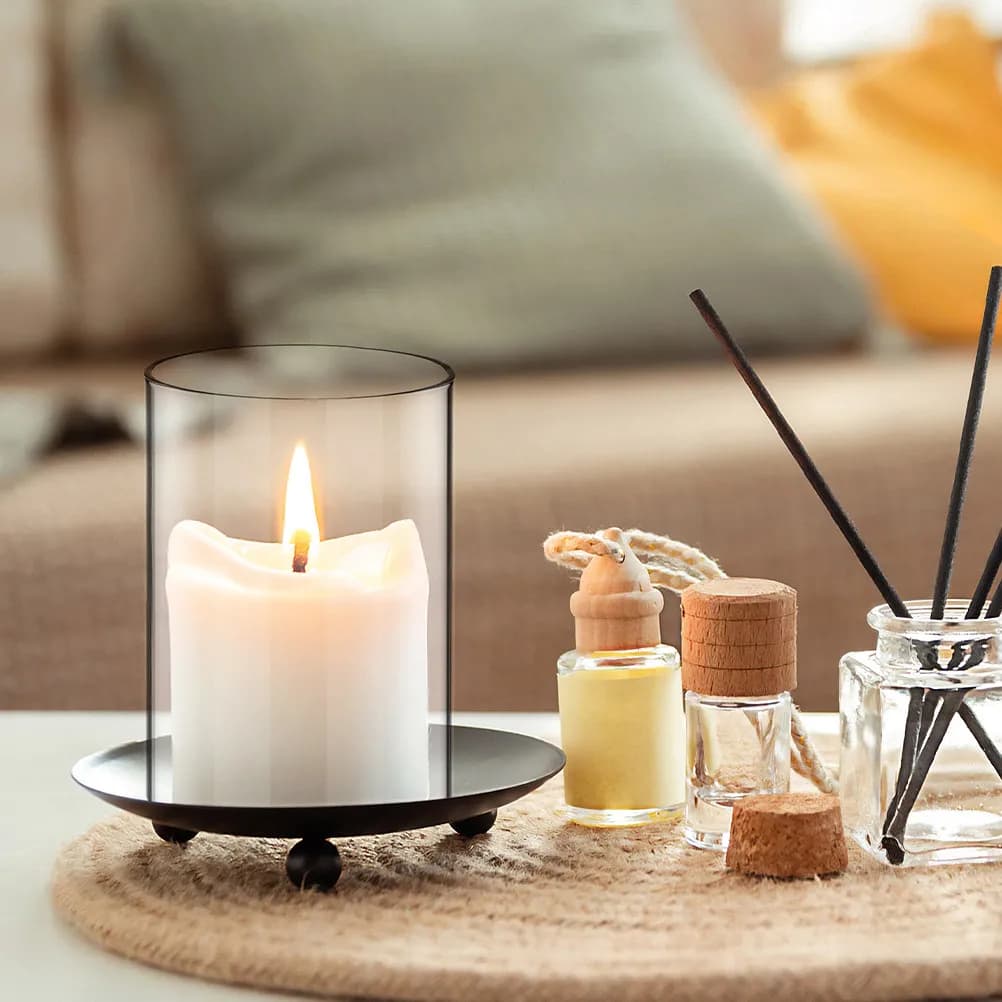 3Pcs Transparent Glass Sleeves Cylinder Windproof Design Clear Covers for Pillar Taper Votive Candles Home Use