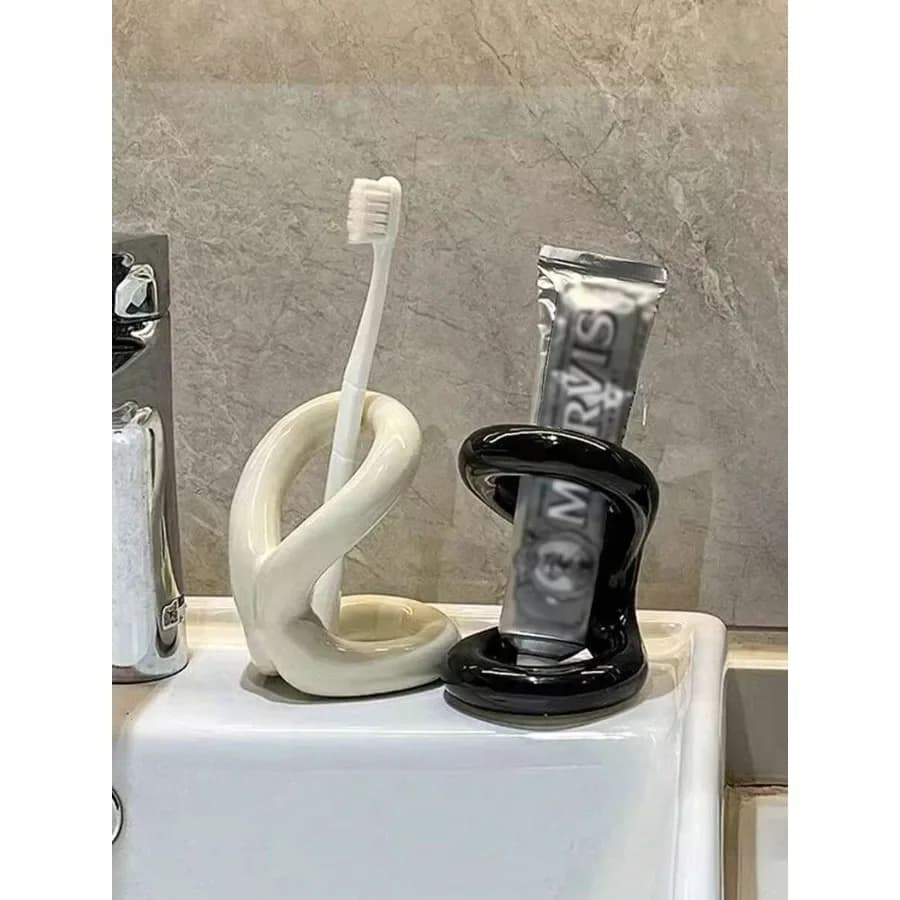 Portaspazzolino in Ceramica Creativo, Organizzatore per Pennelli da Trucco e Supporto per Dentifricio, Decorazione per Bagno Estivo