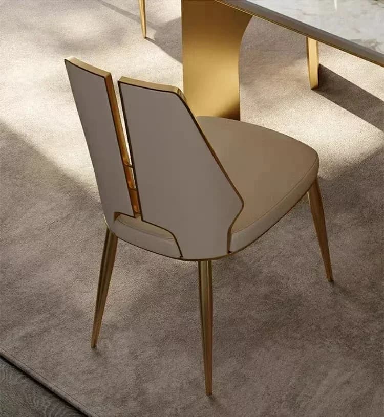High-end restaurant chairs with golden metal structure, leather and sponge cushion, dining chairs, SPECIAL OFFER