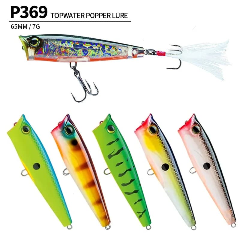 Popper 65mm 7G, Wobbler Topwater, Jerkbait, Artificial Esca Rigid for Fishing Lucci and Trout, Fishing Accessories