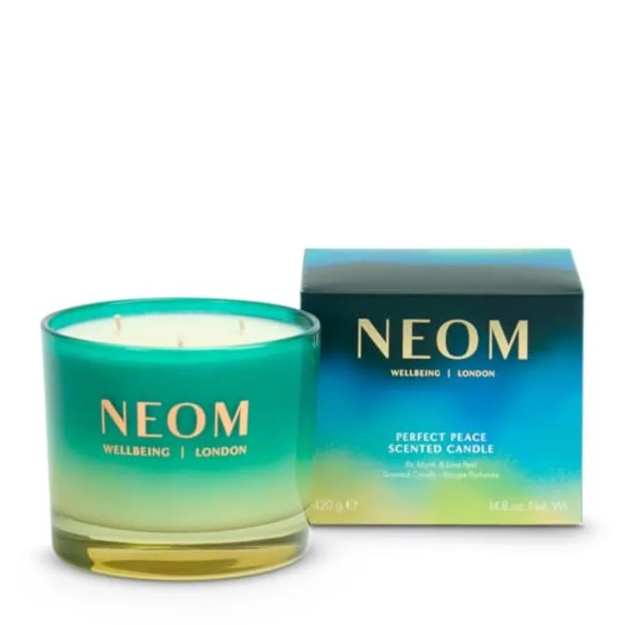 Candela a 3 stoppini Perfect Peace Mirra, Abete e Buccia di Lime con Oli Essenziali Puri, Cera 100% Naturale, Rifinita a Mano, Allevia la Tensione