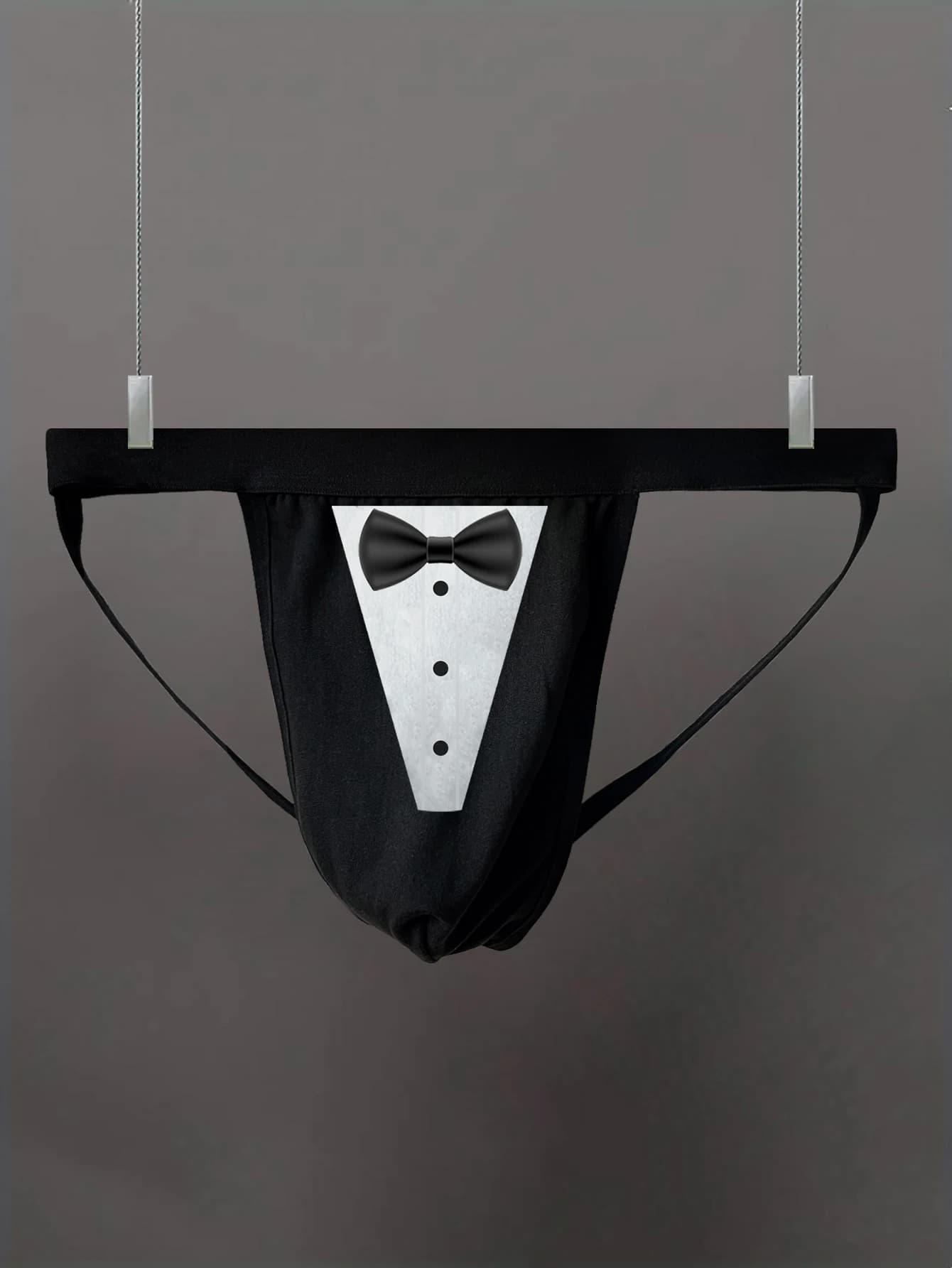 T-back Thongs with Bow Ties Print Men Sexy Bulge Pouch Underpants Trunks Underwear Mini Panties Male Breathable Knickers