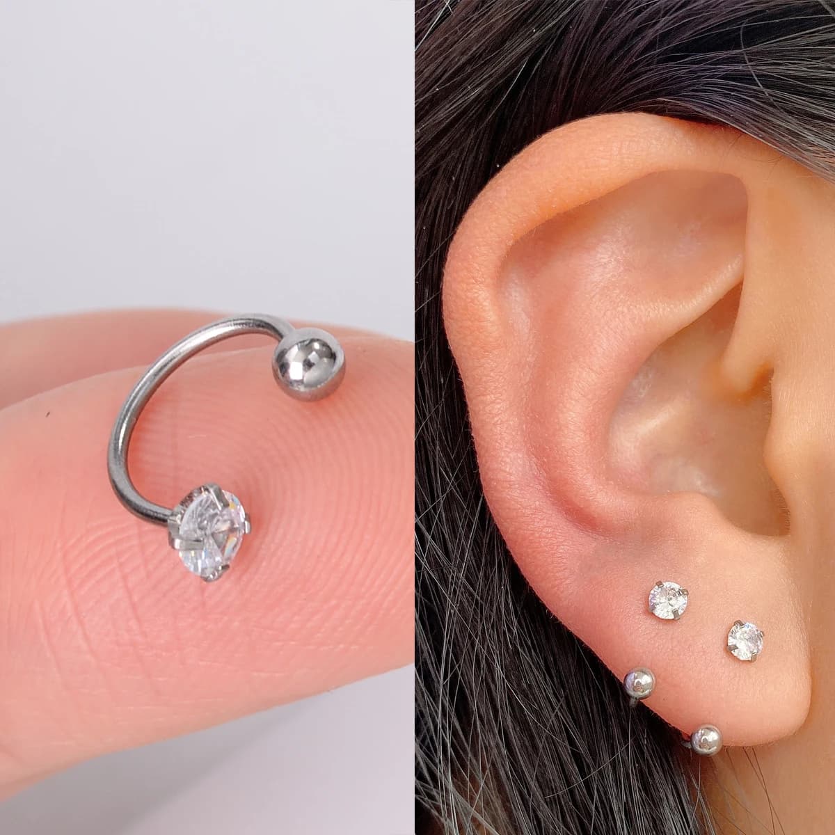 1PC In Acciaio Inox Trago Penetrante Helix Orecchini con perno Donne A Ferro di Cavallo Anello Al Naso Cerchio Conch Rook Daith Lobo Penetranti Gioielli