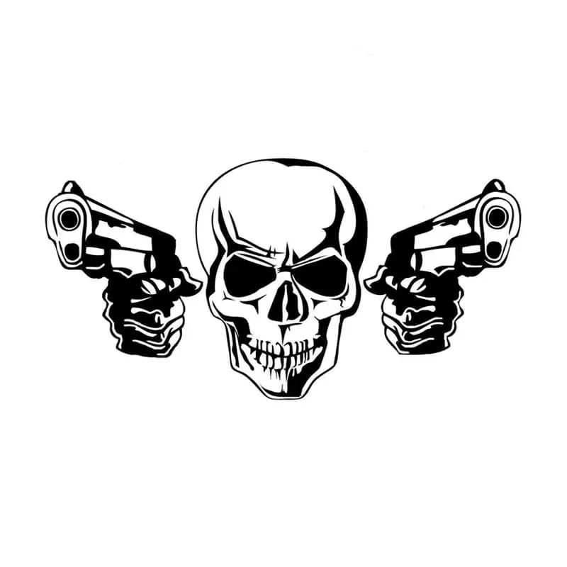20cm Coolest Gun Skull Stickers Stylish Accessories, Cover Scratch Sticker sun protection for car and waterproof cute, personality, PVC