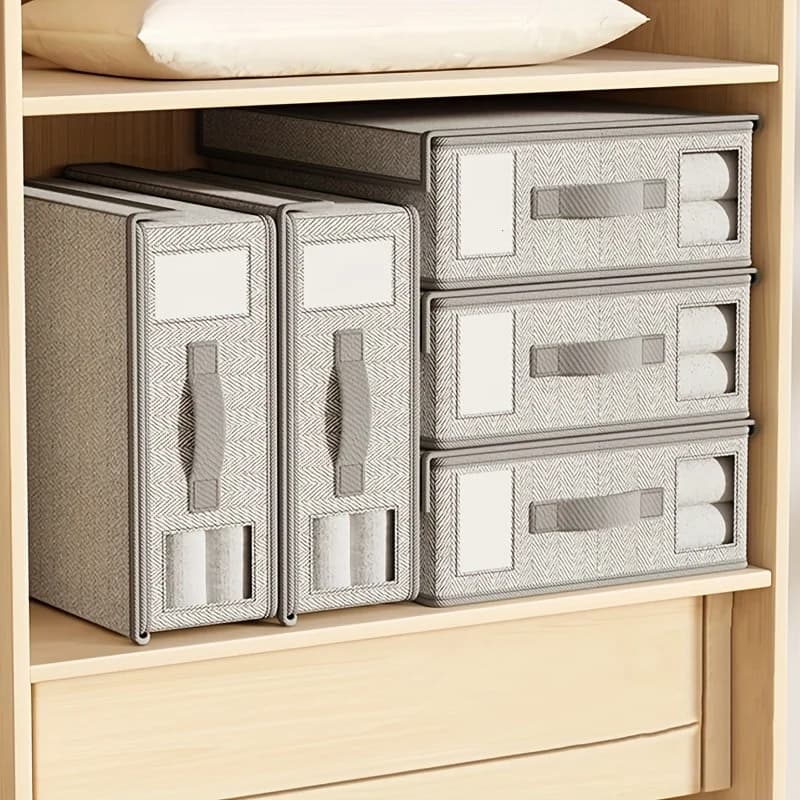 Set of four pieces of 1 piece nonwoven fabric sheet, box holders with lid, box holders for household items, box for drawers