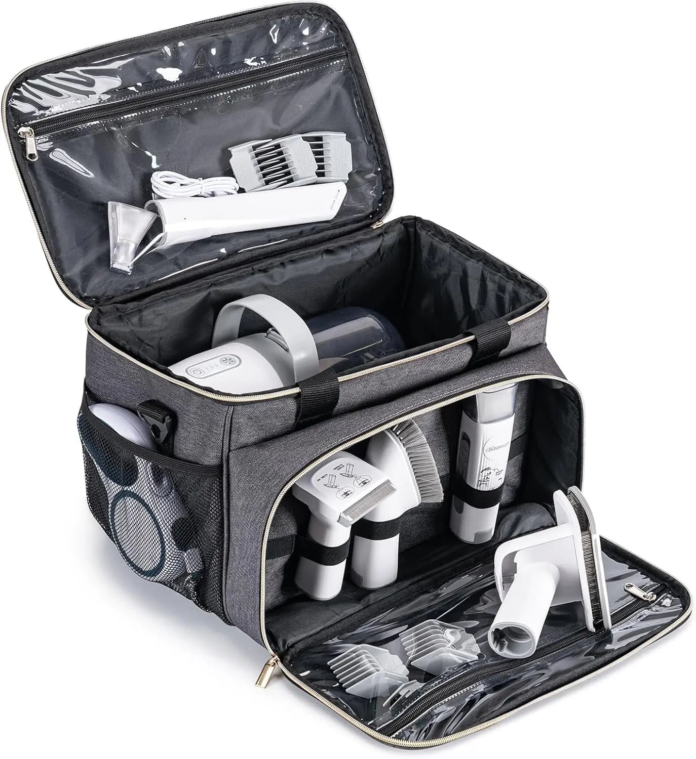 Sacchetto per aspirapolvere per toelettatura cani, kit per la cura degli animali domestici per peli e accessori - Grigio