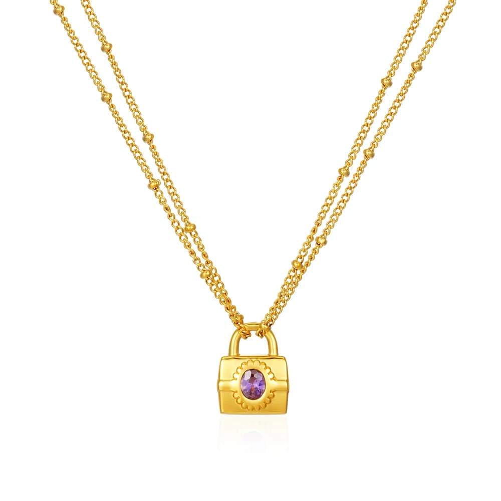 Stainless Steel Europe And America Minimalist Fashion Lock Pendant Necklace Jewelry Gift For Him With Chain