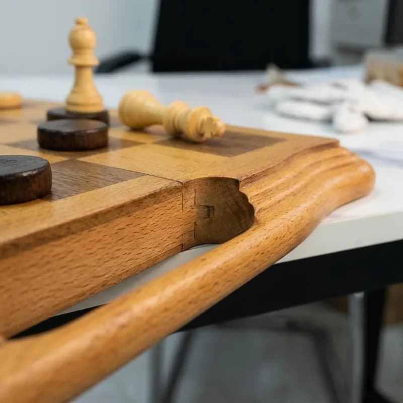Set di Scacchi e Backgammon 2-in-1 in Legno Massello di Lusso, Portatile con Arco Magnetico, Gioco da Tavolo Intellettuale