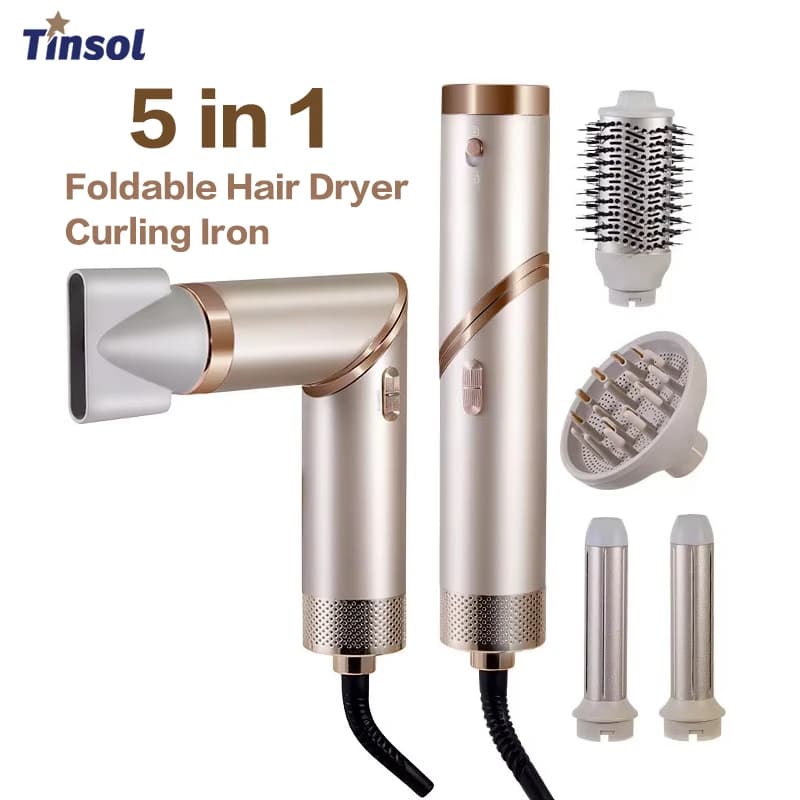 5 in 1 handle folding hair dryer portable multifunctional home hair dryer negative ions care iron curling hair styling personal