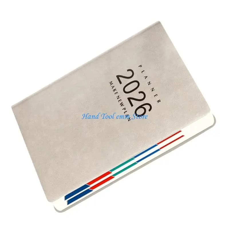 H37F 2026 Day Planner with 360 Pages Lined PU Leather Academic Journal with Ribbon Bookmarks for Daily Scheduling Planning
