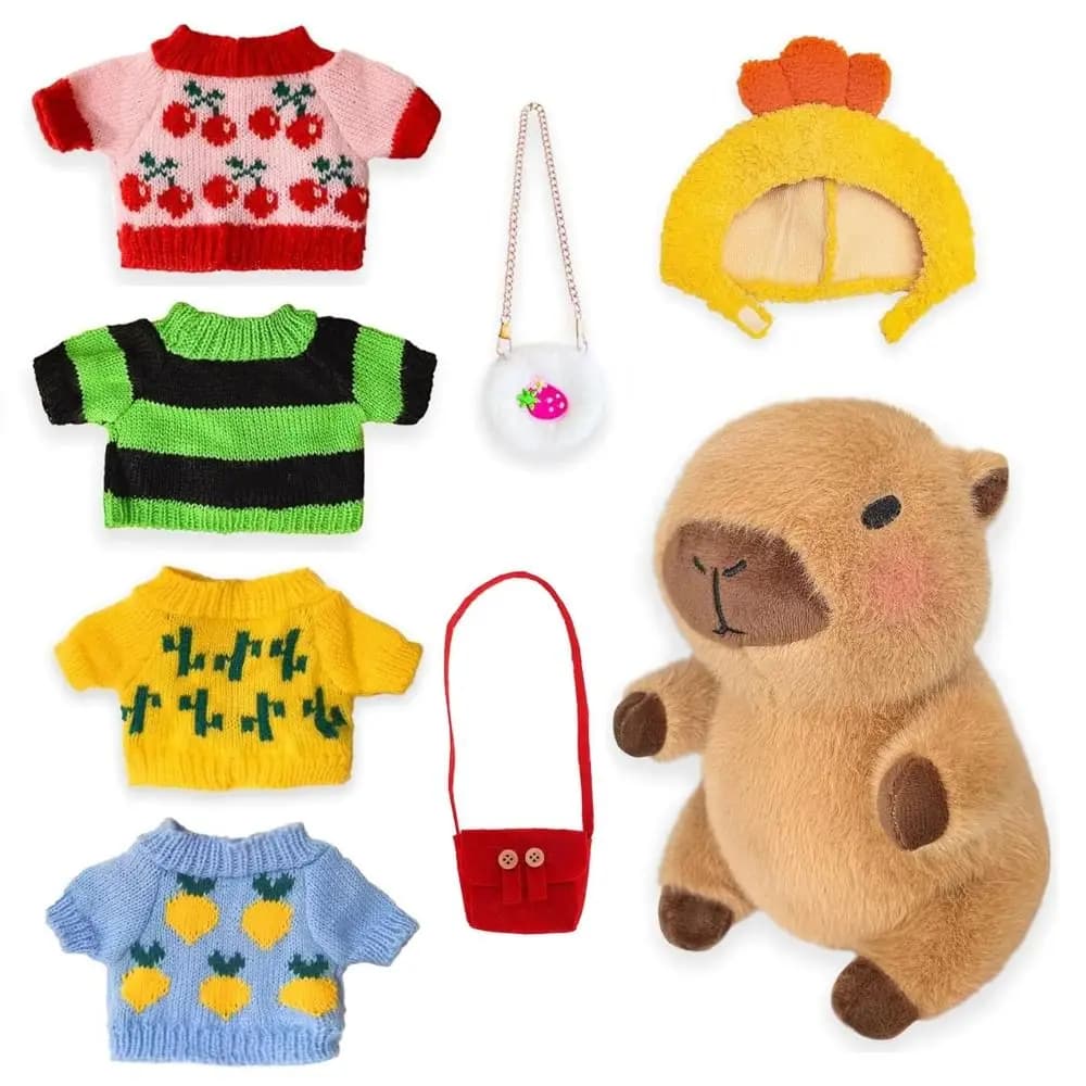 Simpatico capibara bambola di peluche con maglione bambola fai da te vestire capibara peluche per regalo per ragazze per bambini