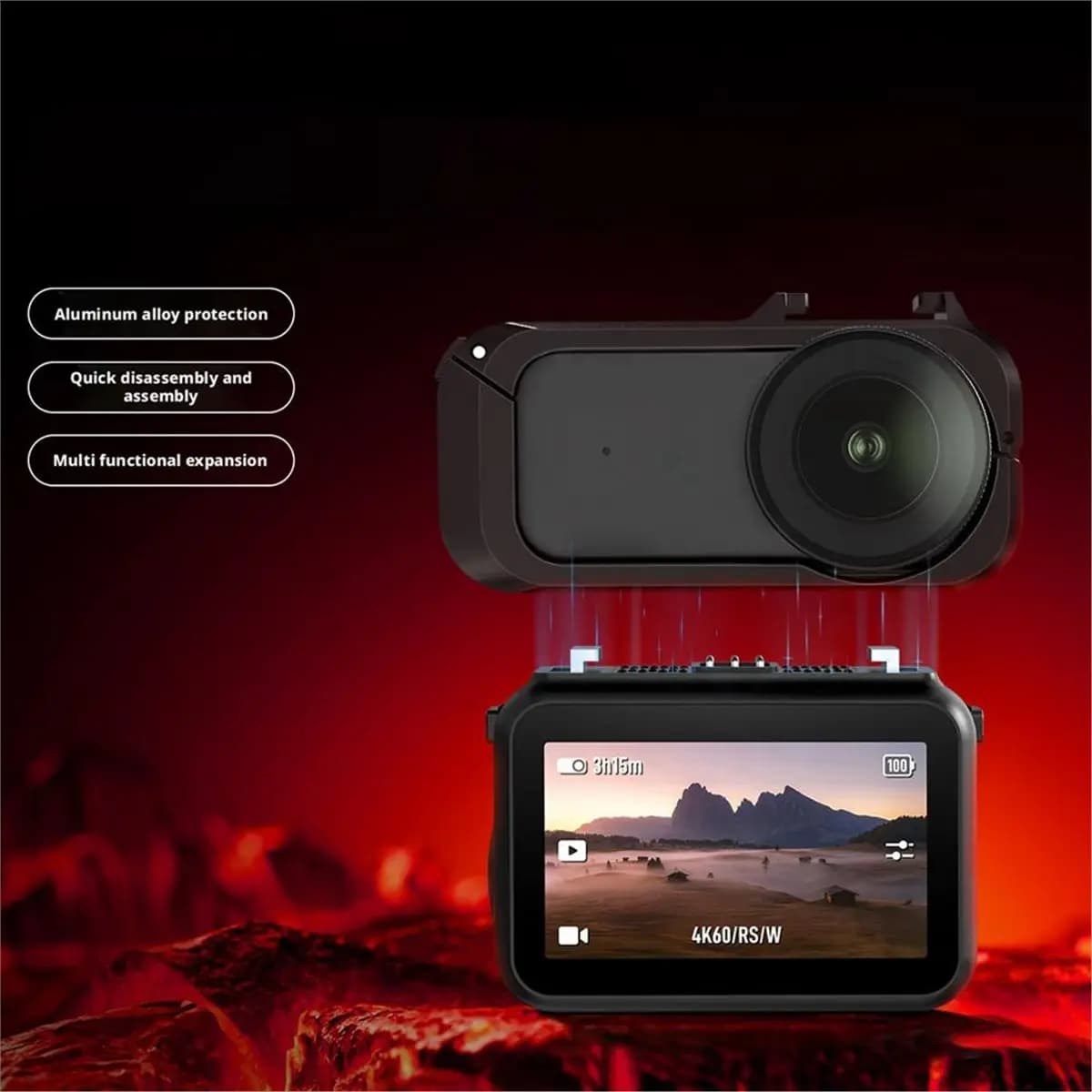 (A03R) Metal Rabbit Cage for DJI OSMO Nano Action Camera Quick Release Shockproof Protective Bezel Mount Holder Accessory