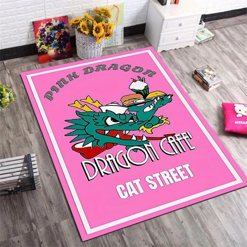 The Pink Dragon Cartoon Mat Is Suitable for Entryways, Bathrooms, Laundry Rooms, Offices, Game Rooms, As Well As for Use Under C