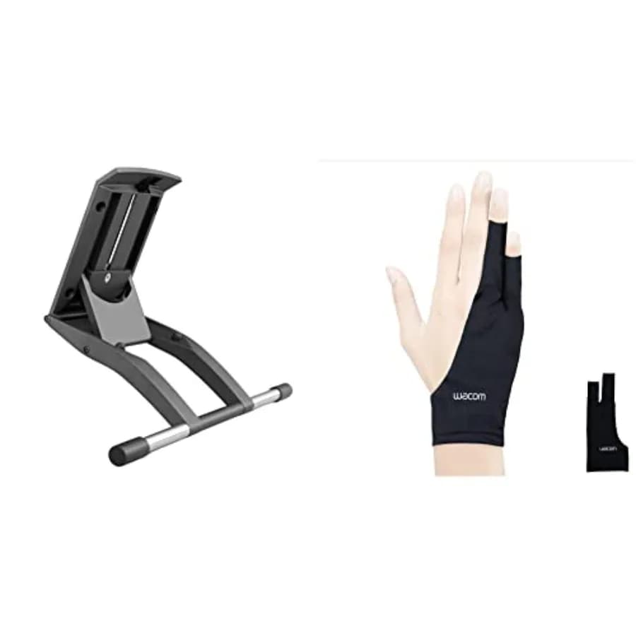 Supporto Regolabile Cintiq e Guanto da Disegno a Due Dita per Tablet Grafico, Realizzato con 90% di Materiale Riciclato, Ecologico