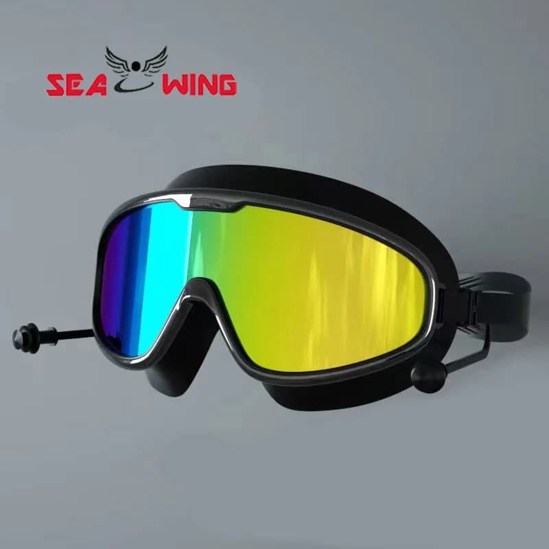 Hot selling electrolytic colored swimming glasses, waterproof swimming goggles and high definition anti-fog for men and women