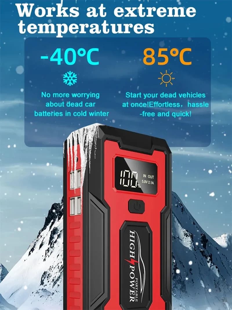 Avviatore di Emergenza Portatile per Auto, Caricabatterie per Auto, Dispositivo di Avviamento per Veicoli 12V, SUV, Furgoni