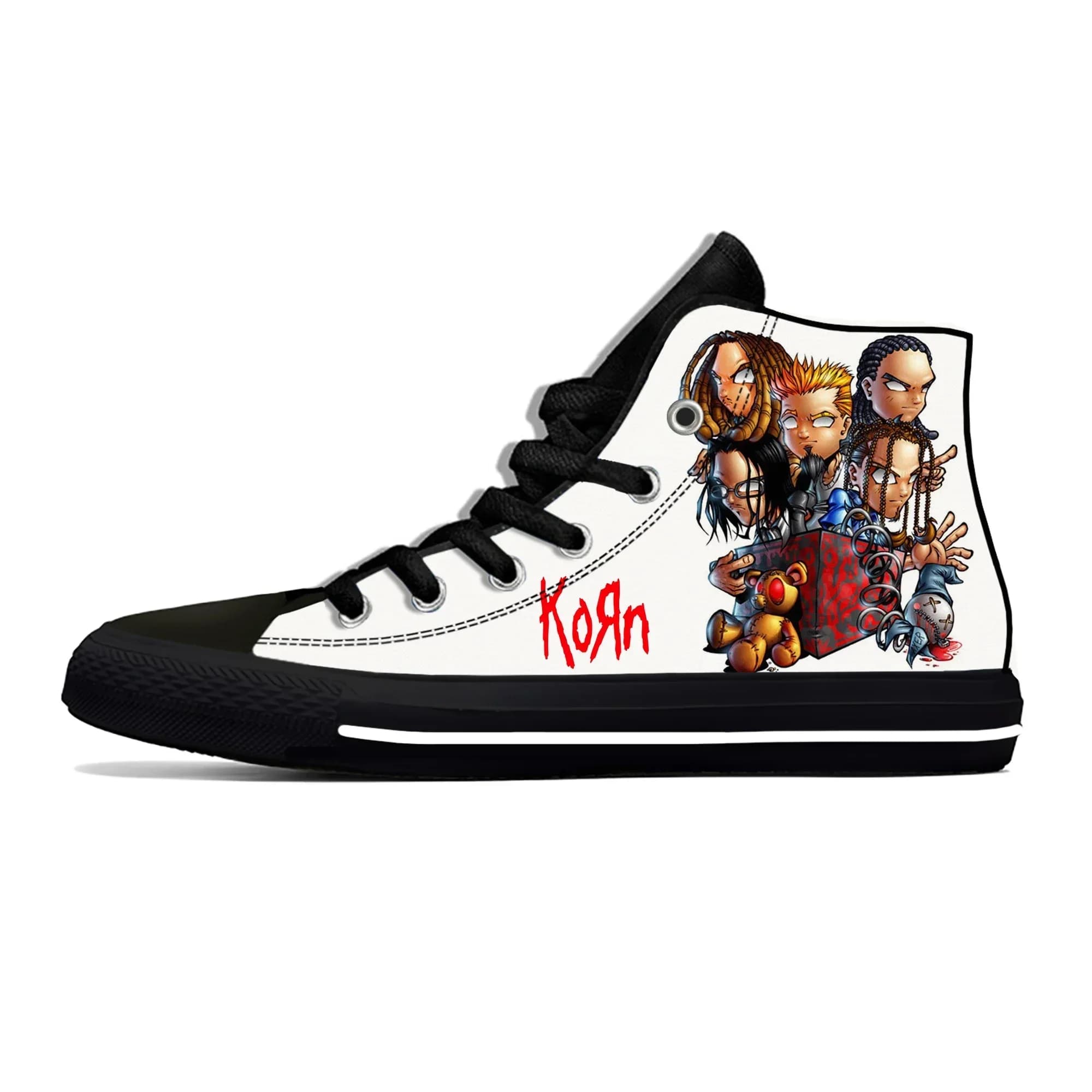 Korn Rock Band High Top Sneakers Scarpe casual da uomo, donna, adolescente, scarpe da corsa in tela, scarpe leggere e traspiranti con stampa 3D