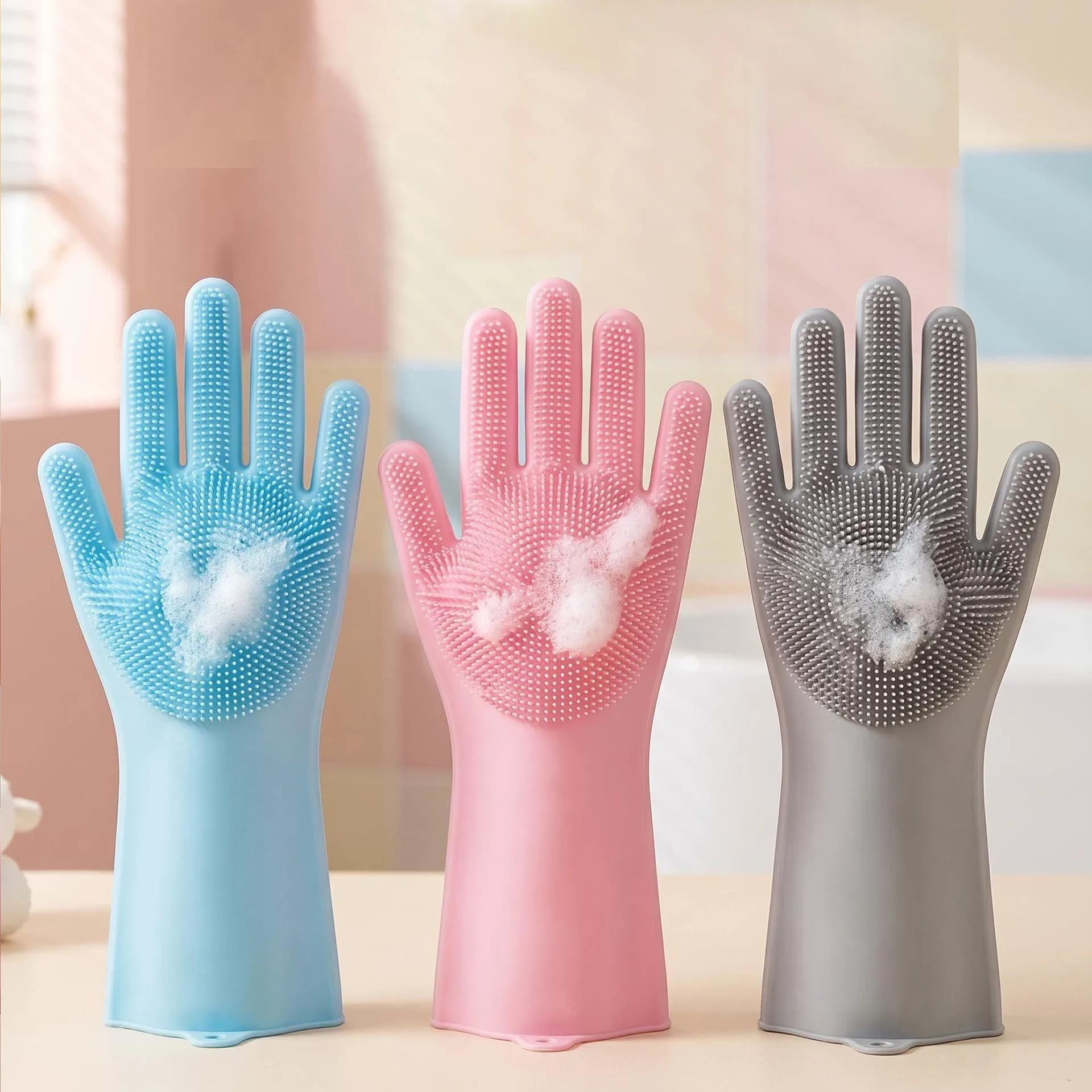 Dog Cat Grooming Glove Anti-scratch Pet Bathing Massage Mitt Hair Remover Anti-bite Cleaning Brush Pet Fur Shedding Removal Tool