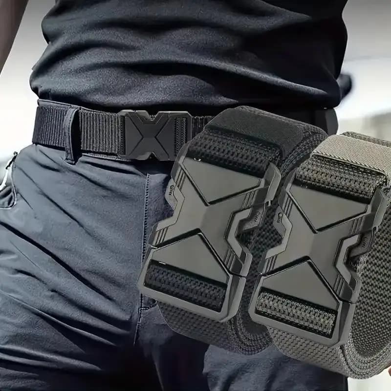 Durable Multi Function Men's Canvas Belt Thickened Breathable Quick Release Waistband Outdoor Workwear Belt