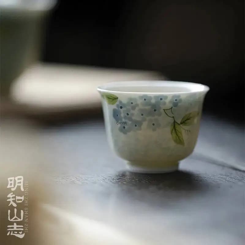 Green Blue Wind Chime Jade Tea Cup Hand-painted Ceramic Tea Cup Single Cup