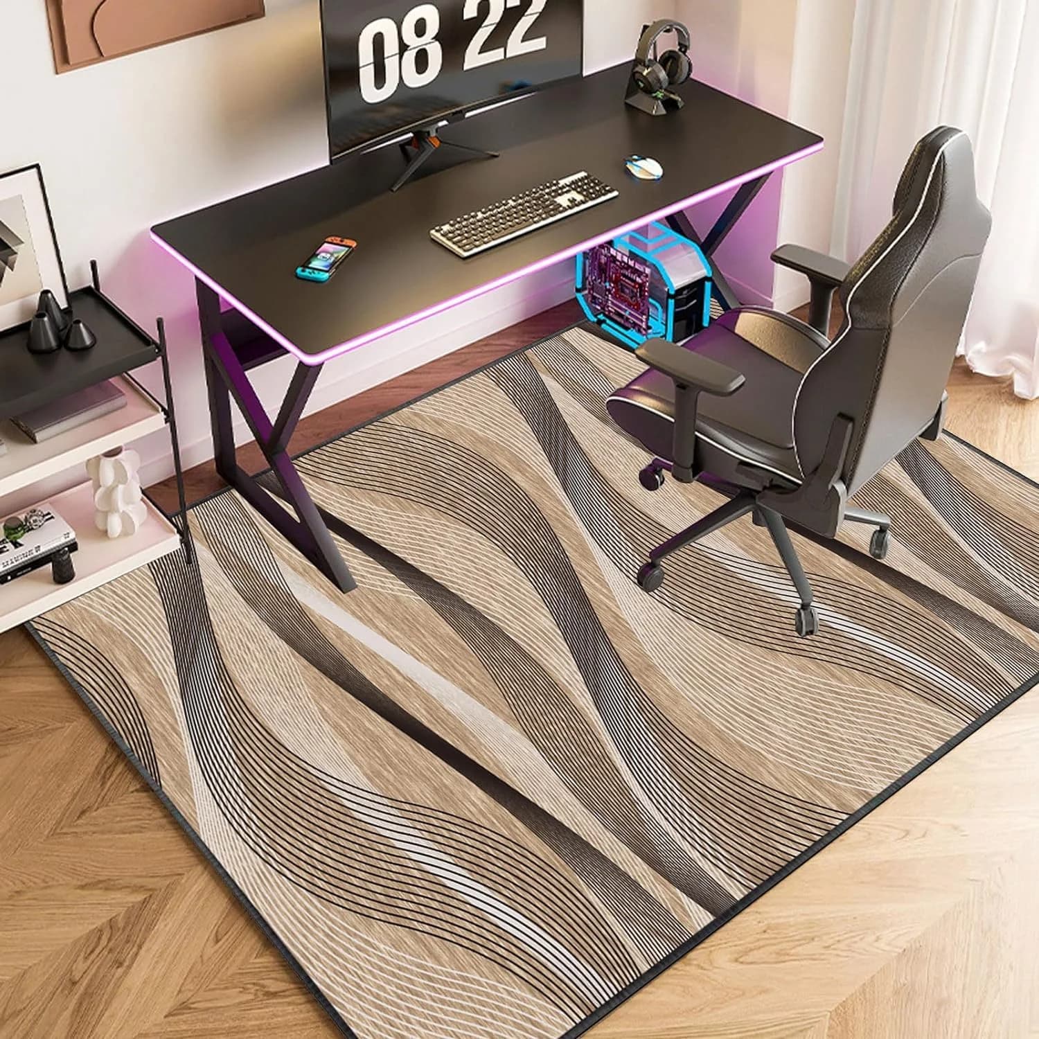 Tappetino da Ufficio Moderno per E-sports VIKAMA - Tappeto Geometrico Antiscivolo e Resistente all'Usura per Sala Giochi, Camera da Letto e Decorazione Domestica