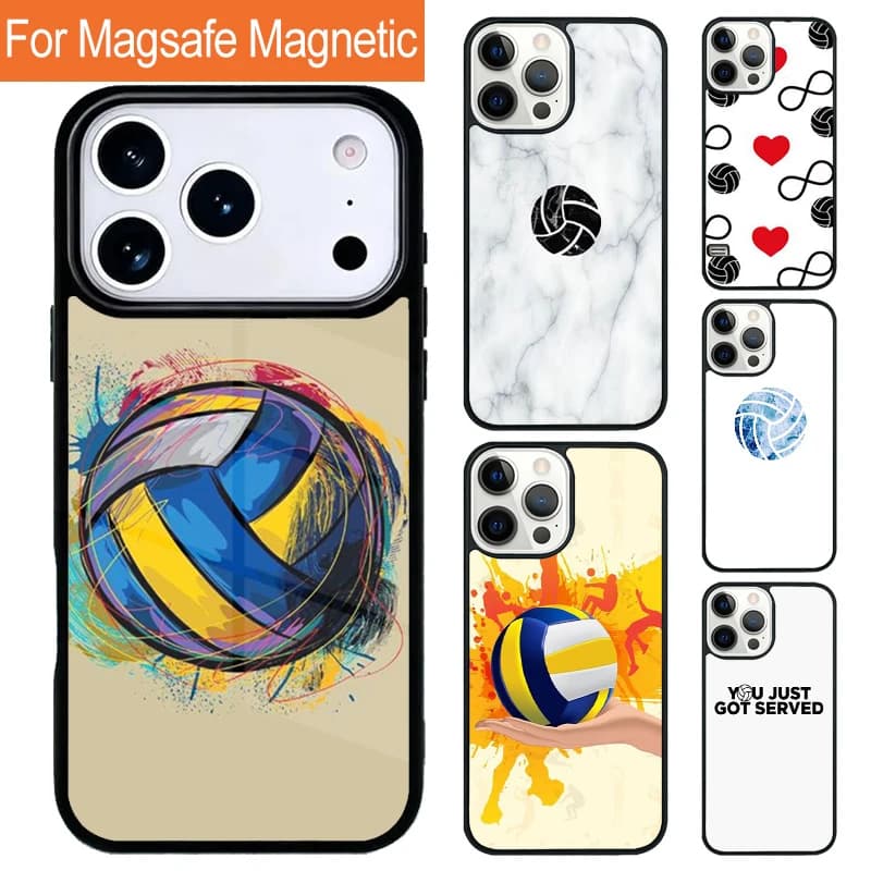 Custodia per telefono con ricarica wireless magnetica I love Volleyball per iPhone 17 Pro 16 15 13 12 11 Pro Max Air 14 Plus con cover Magsafe