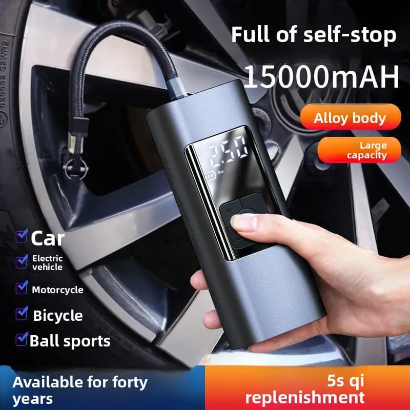 Car Air Pump, 12V Digital Wireless Tire Inflator, High Power Portable Electric Pump for Auto SUV Motorcycle Bike Ball