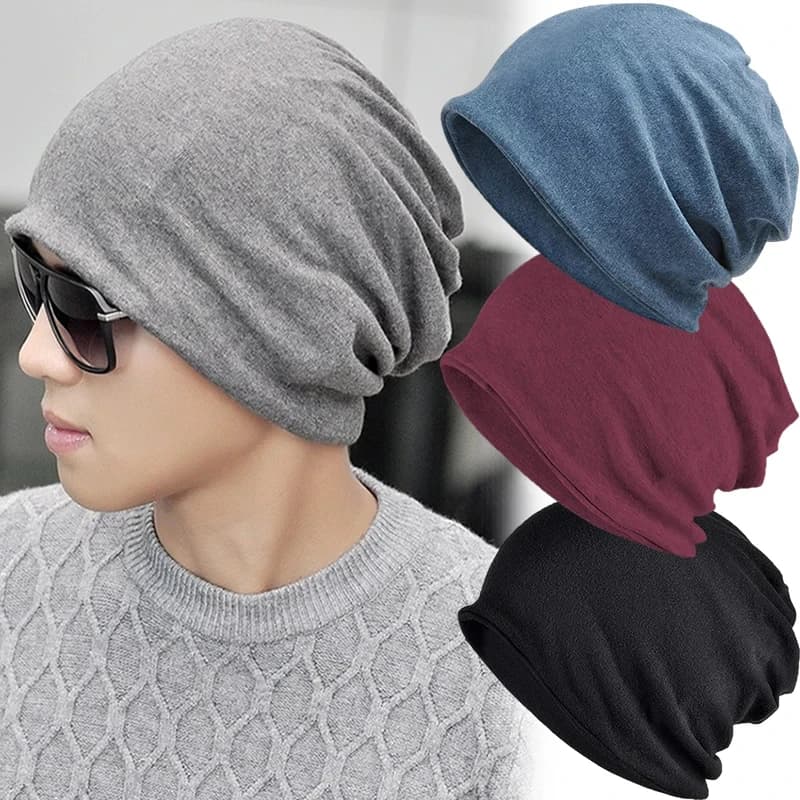 Men's Cotton Slouchy Hat Slouchy hip-hop vintage Autumn Winter Hot Skullies unisex Hats with men's skull in solid color