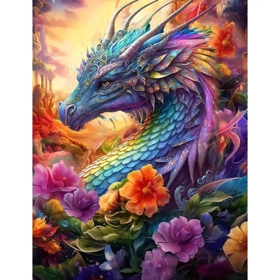RUOPOTY Diamond Painting Kits For Adults Diy Colorful Dragon Crafts Animal Full Round Paint By Diamonds Handicraft Art Diamond