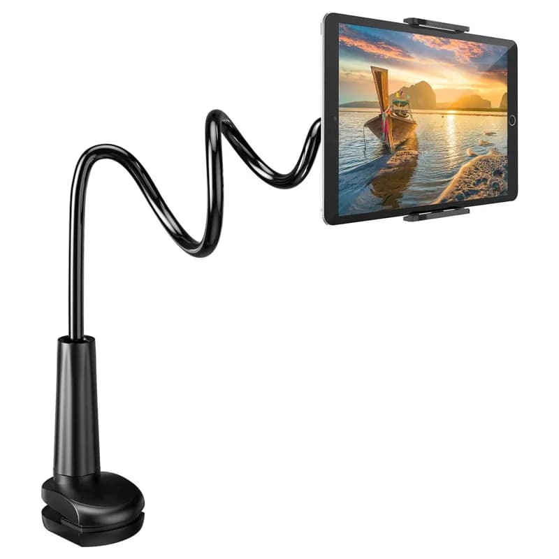 Supporto per tablet da 80 cm Supporto per tablet con braccio flessibile regolabile da letto Morsetto da tavolo per iPad Air Mini o altri dispositivi da 4,7-10,5"