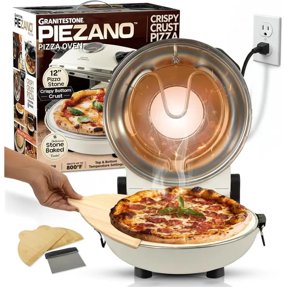 Forno per Pizza CriCrust di Granitestone – Forno Elettrico da Interno da 12 Pollici con Pietra Refrattaria, Riscaldamento fino a 800˚ o De
