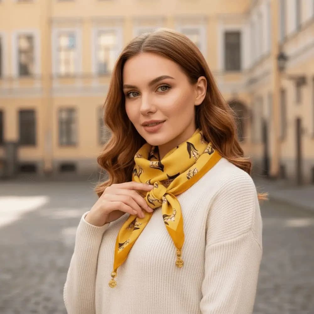 Neck Protection Soft Cotton Magnetic Scarf 65x65cm Floral Print Square Scarf Magnetic Buckle Waist Scarf Women Fashion